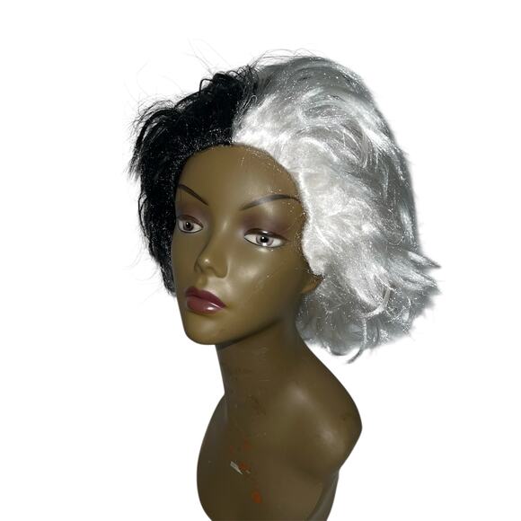Spooktacular Creations Cruella Deville Bob Wig Costume Cosplay Short Halloween - Picture 2 of 12